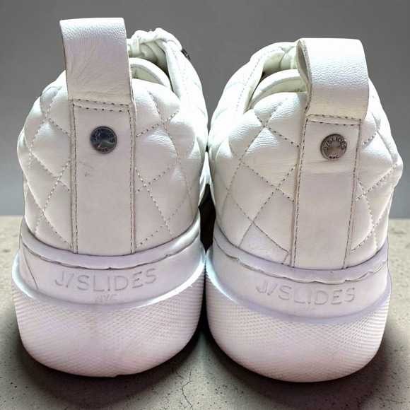 J Slides Aimee 8.5 White Quilted Leather Platform Sneakers Lace Up Shoes - Picture 7 of 11